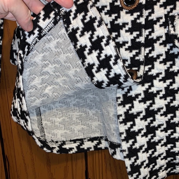 Vintage Morgin Black & White Houndstooth Print Button Front Blazer Dress Coat - Picture 11 of 16
